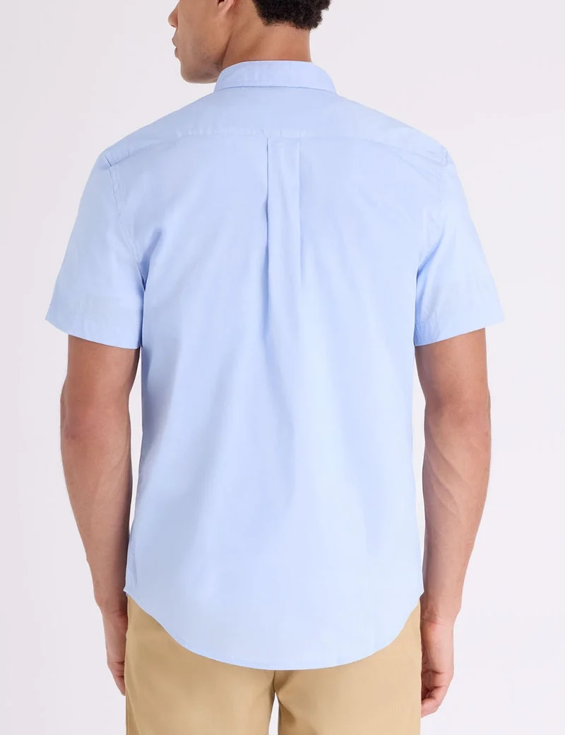 Мужская рубашка U.S. Polo Assn. Short Sleeve Stretch Poplin, голубой — фото 2