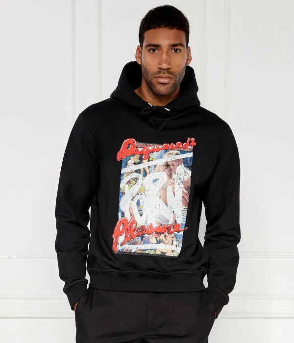 Мужской пуловер с капюшоном хлопковый Dsquared2 X Rocco Cool Fit, черный — фото 3