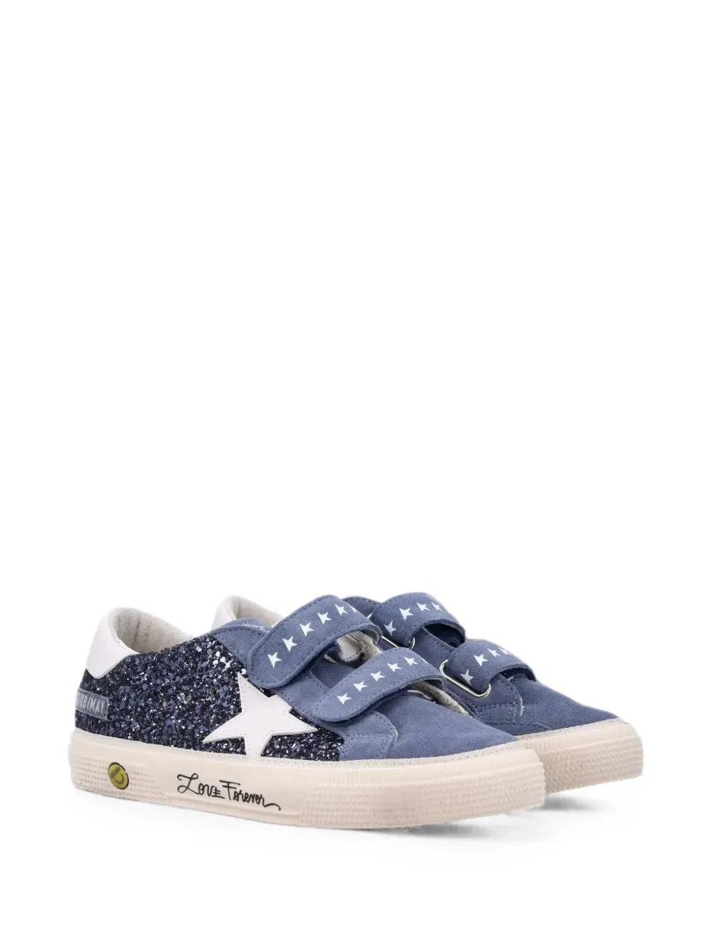 Блестящие кроссовки на липучке Golden Goose Kids, синий