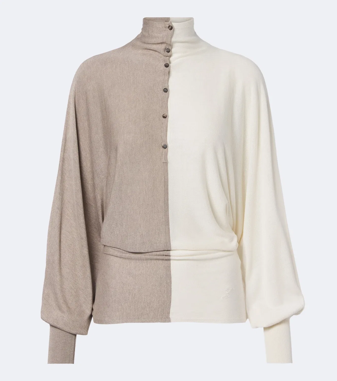 Шелковый свитер в складку Jacquemus, бежевый