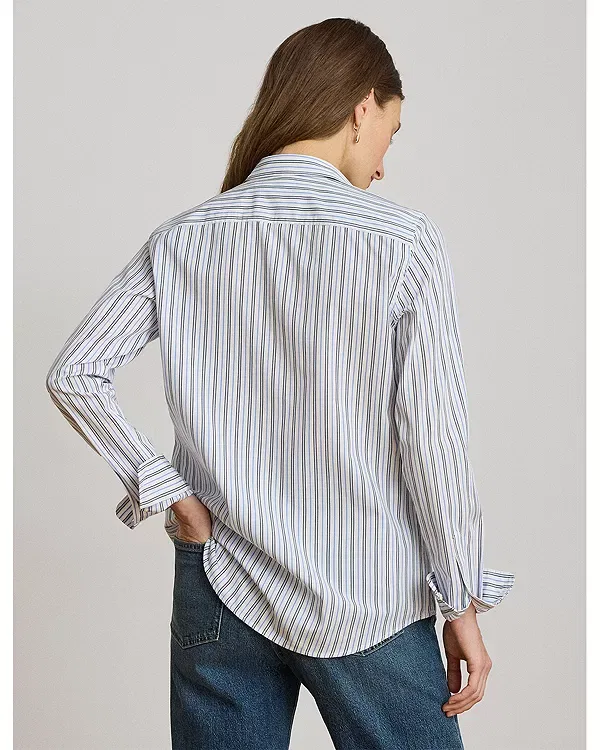 Женская рубашка с длинным рукавом Classic Fit Striped Broadcloth Shirt Ralph Lauren, Blue Multi — фото 3
