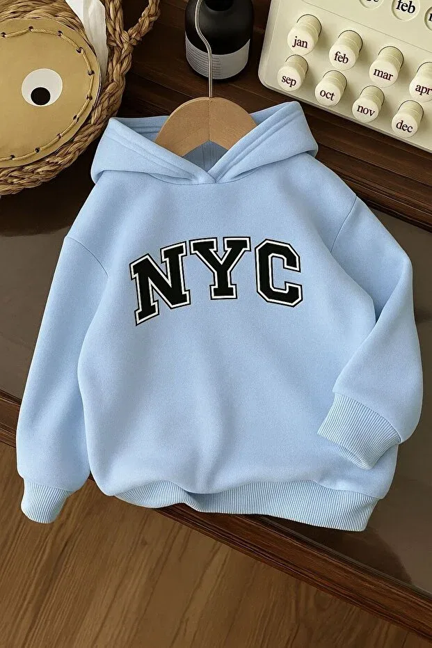 Детское худи для девочек с принтом New York Benroma, Babe Blue