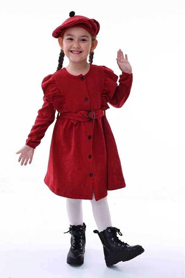 Детское платье для девочек с длинным рукавом Gray and red girl's dress Aden Kids, Red