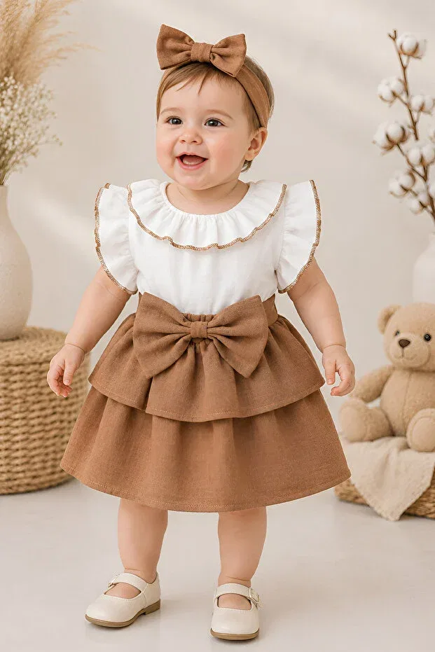 Детское платье для девочек хлопковое Elegant Gumbuloy, Brown