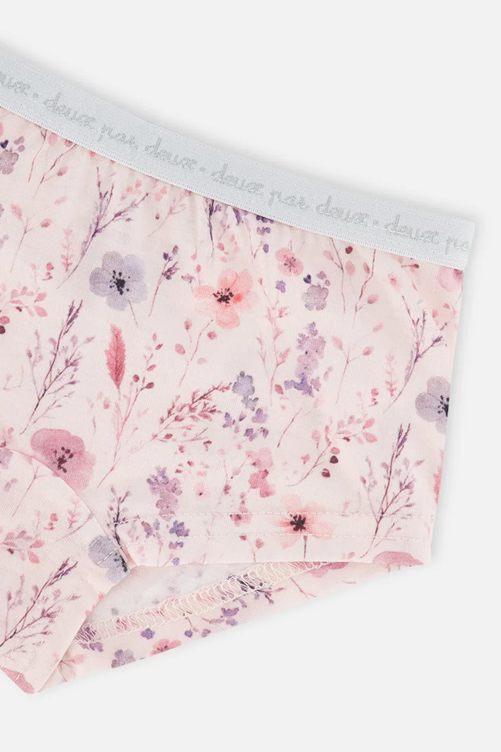 Детские трусы-шорты комплект из 3 штук с принтом Deux par Deux, Pink Printed Flowers — фото 3