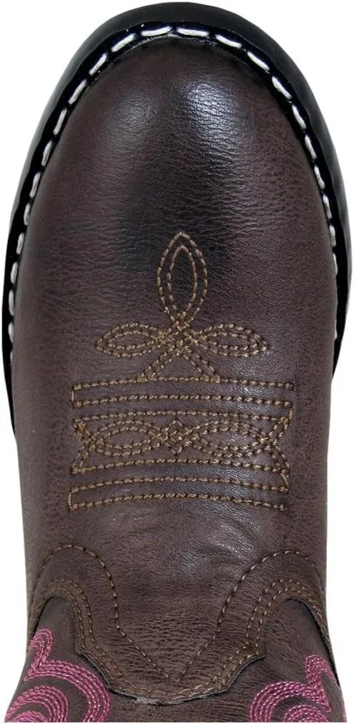 Детские сапоги для девочек с западным носком Smoky Mountain Boots Monterey Series, Brown/Rose Stitch — фото 2