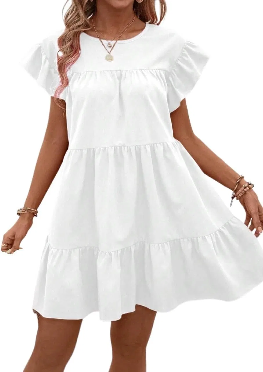 Женское платье с воланами Babydoll, White