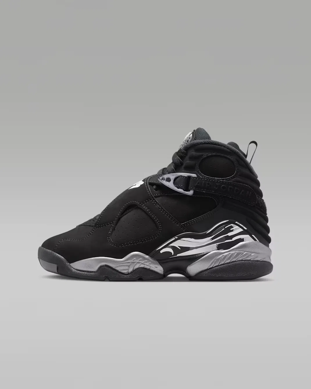 Кроссовки для детей постарше Air Jordan 8 Retro "Chrome", Black/Light Graphite/White