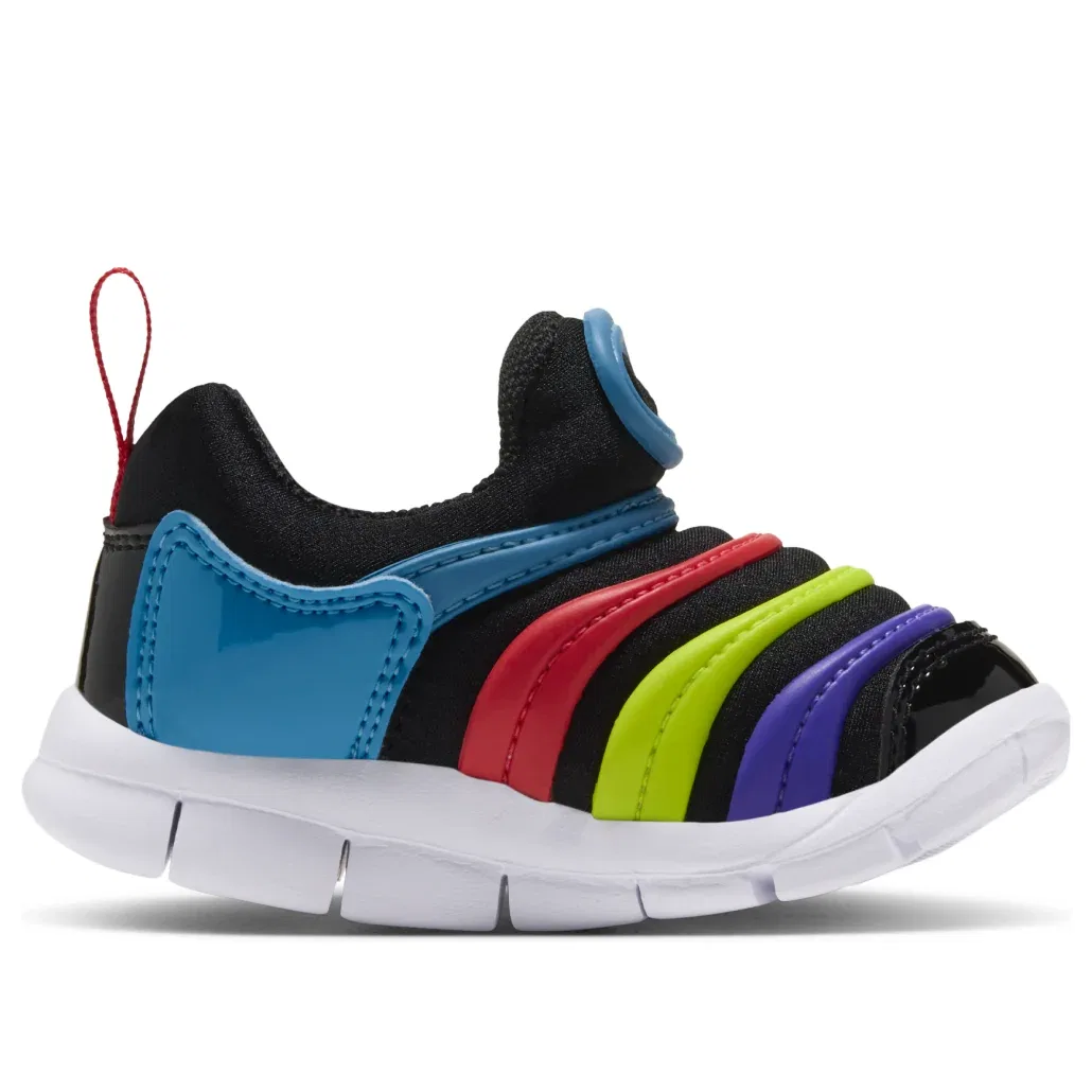 Детские кроссовки с текстильным верхом Dynamo Free 'Black Light Blue Crimson Lemon' Nike, Black/Light Current Blue/Light Crimson/Lemon Venom — фото 2