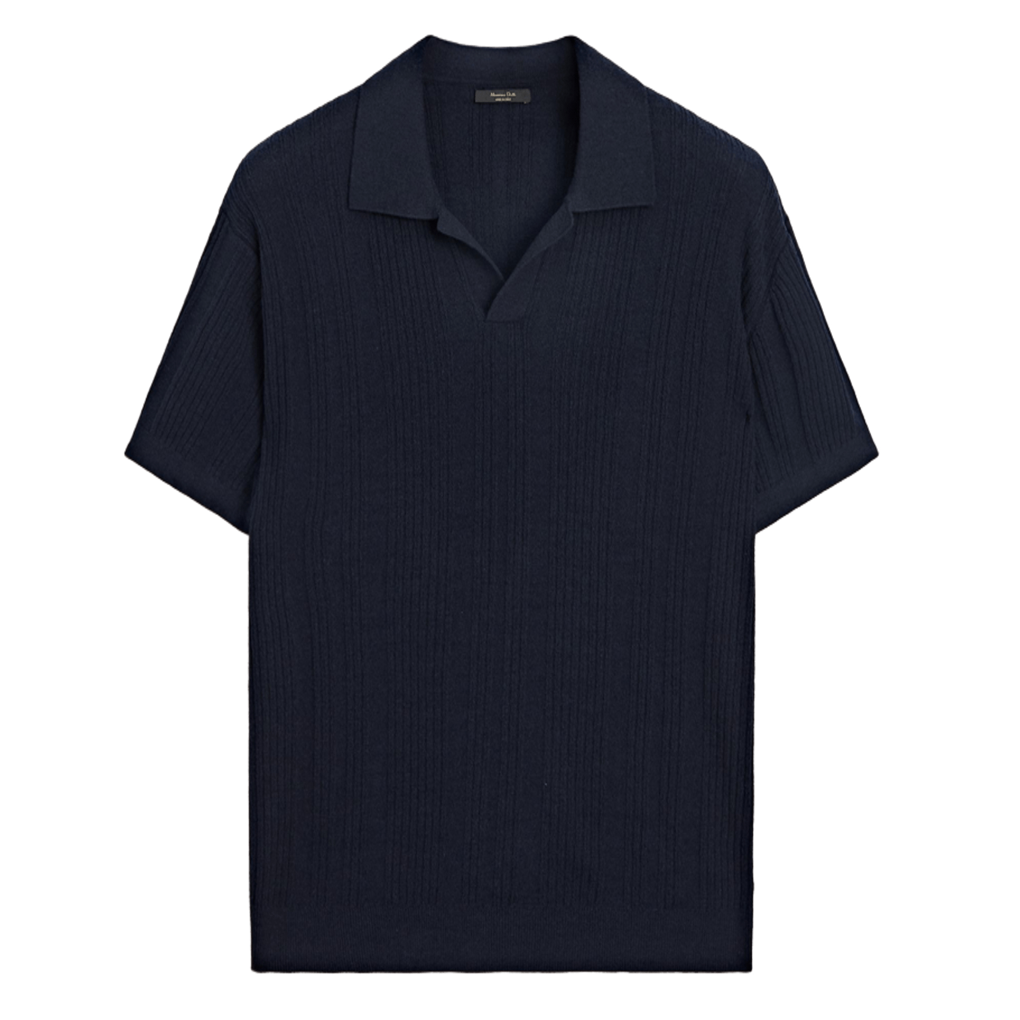 

Футболка-поло Massimo Dutti Short sleeve ribbed knit, синий