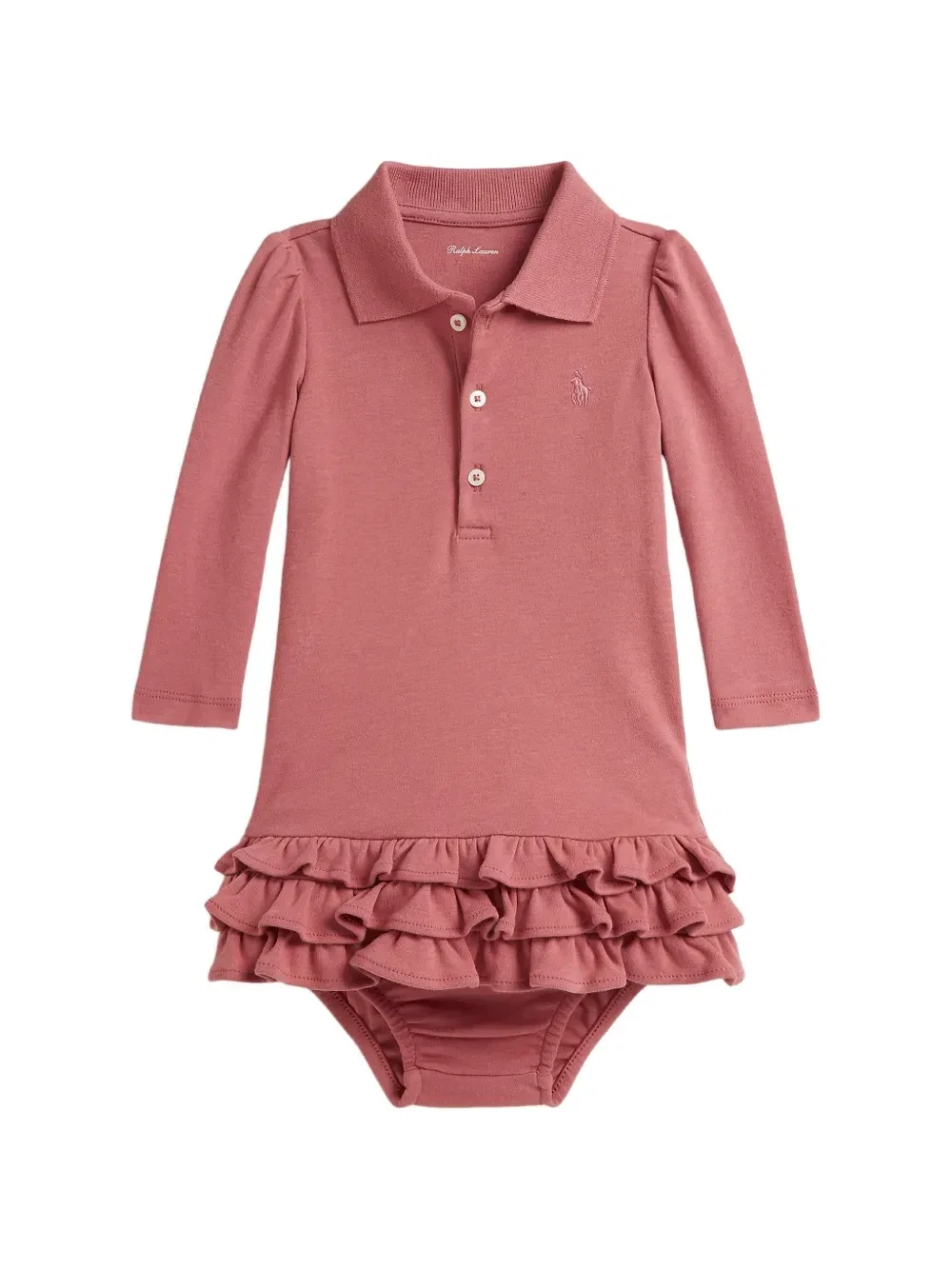 Длинное платье с оборками Polo Ralph Lauren Kids, розовый
