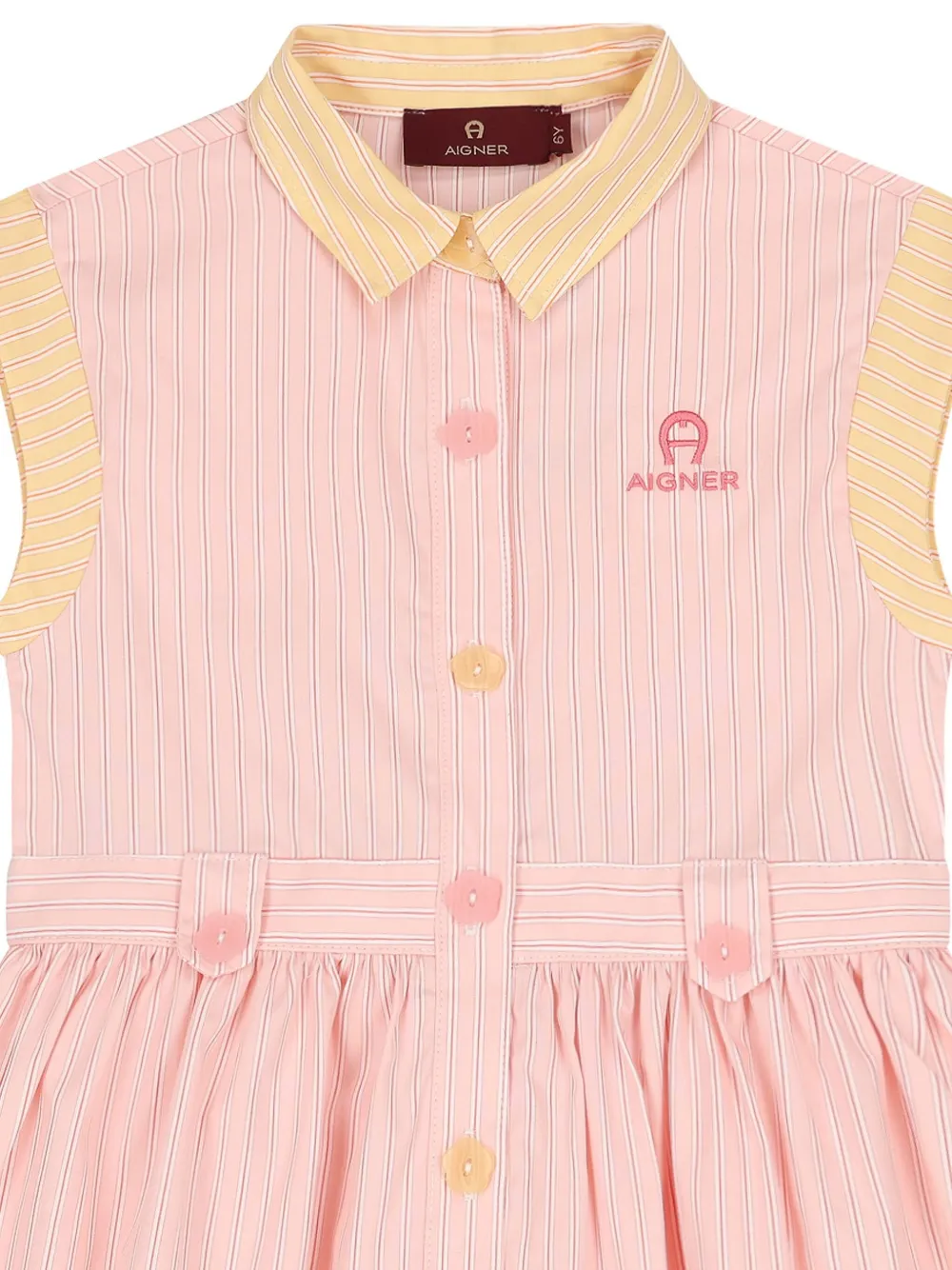 Полосатое платье с вышитым логотипом Aigner Kids, розовый — фото 3