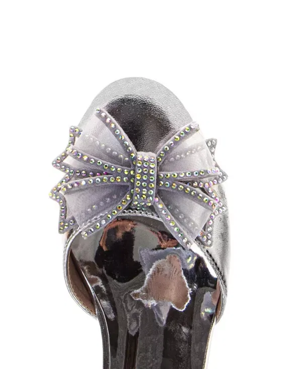 Детские туфли-лодочки для девочек блестящие Badgley Mischka, Silver Multi — фото 3