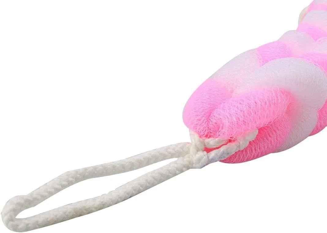 Мочалка для душа Nylon Stretchy Braids, Pink White Generic — фото 2