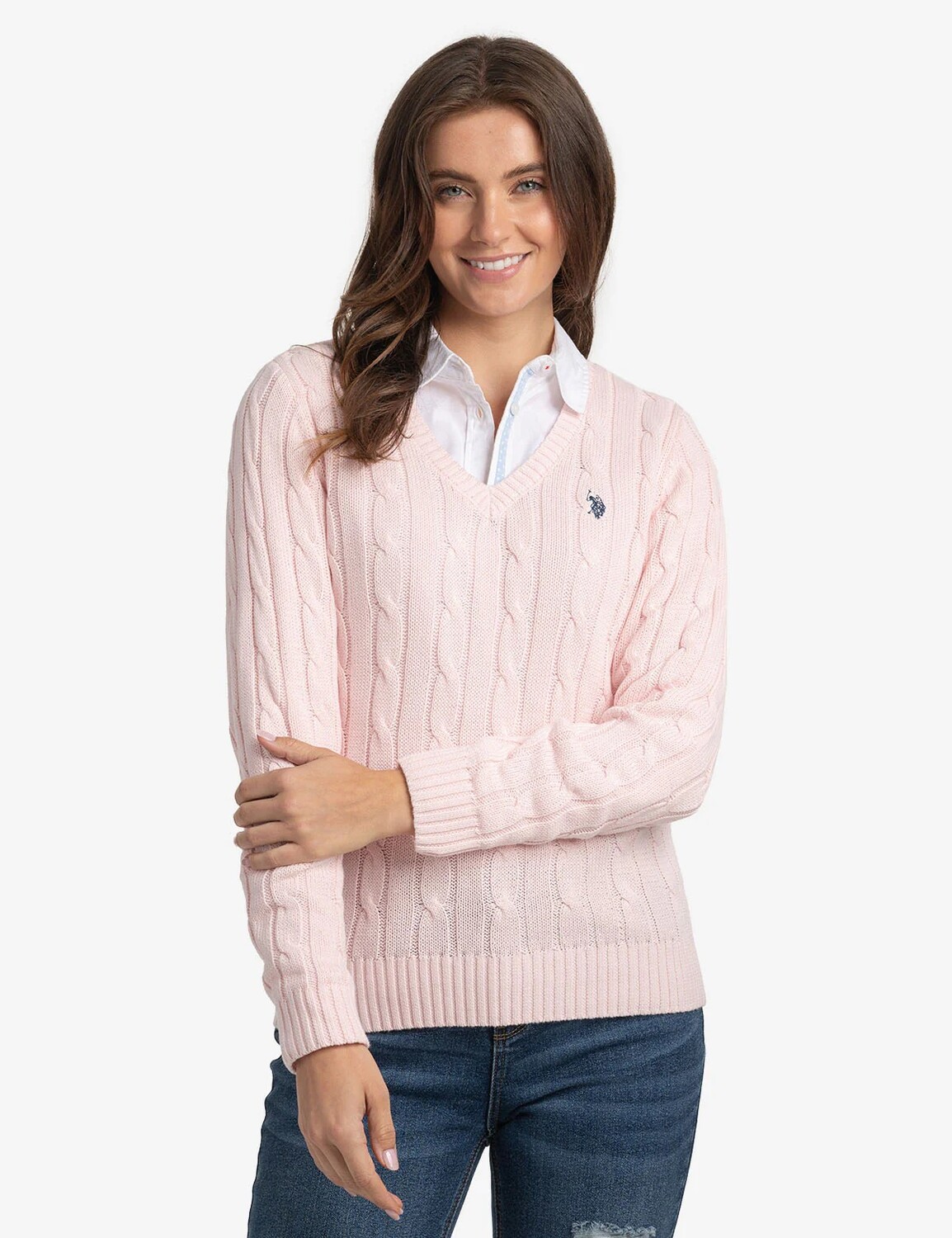 

Свитер U.S. Polo Assn. Soft Cable V-neck, розовый