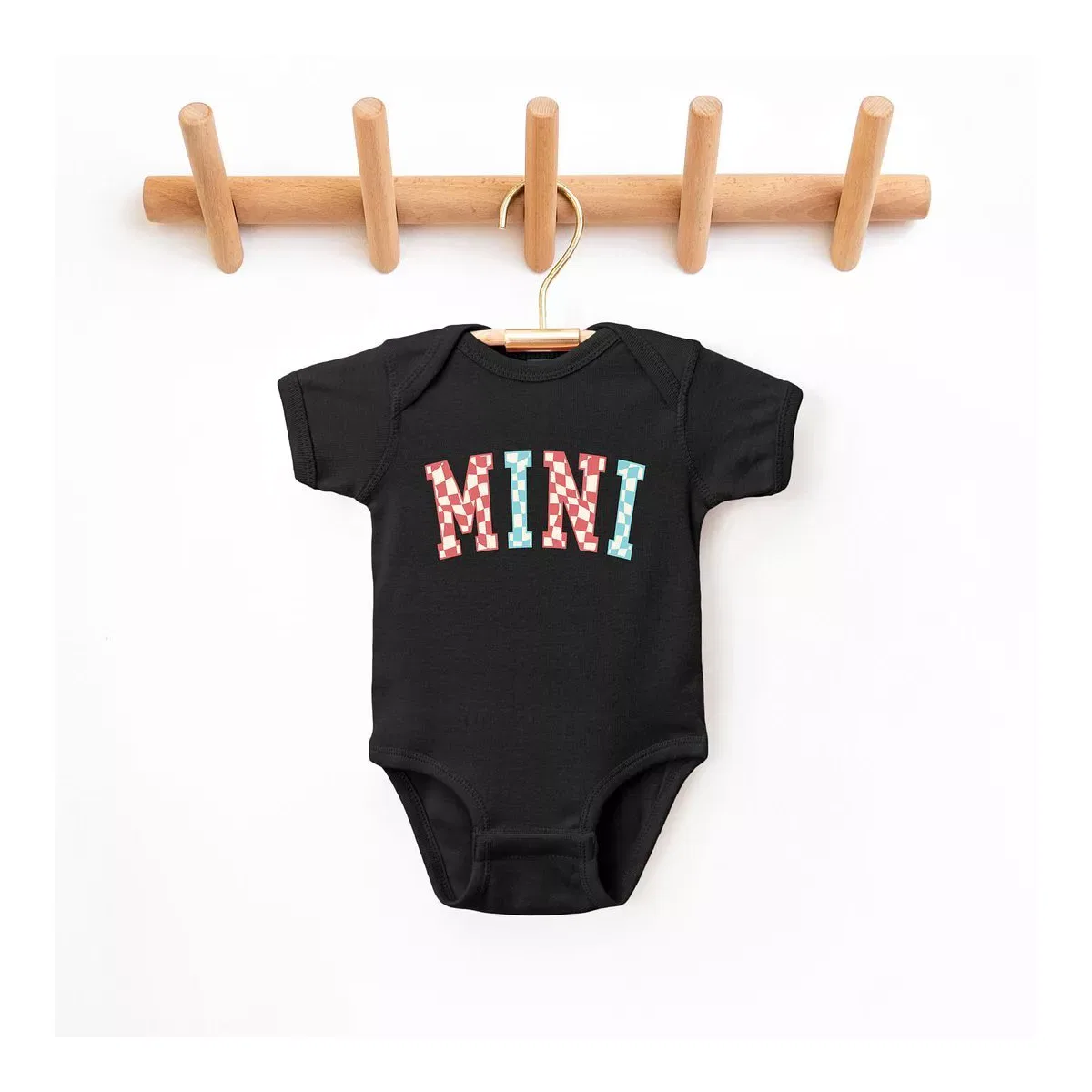 Детский боди с коротким рукавом Mini Wavy Checkered The Juniper Shop, Black