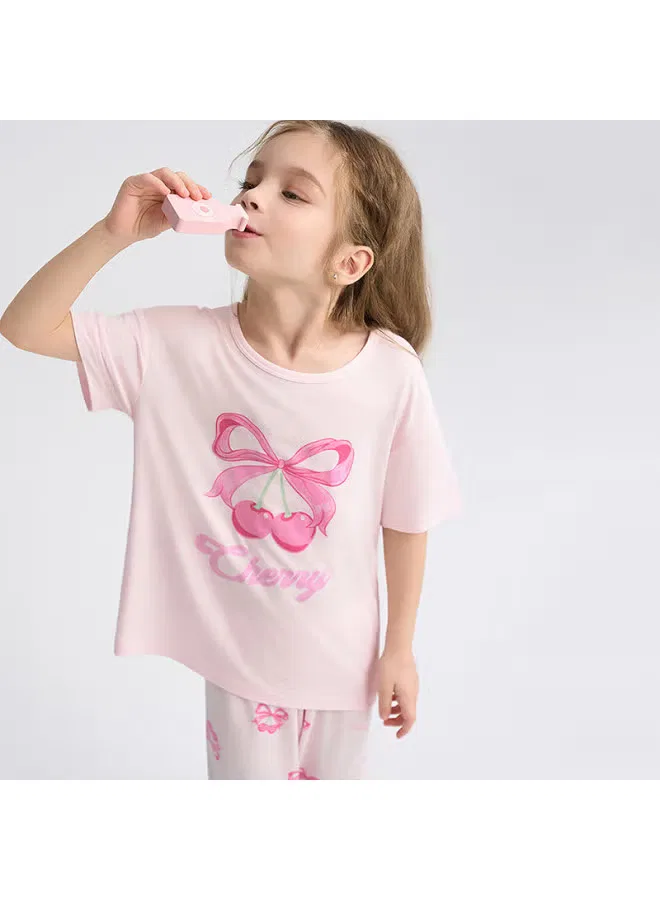 Комплект пижамный с коротким рукавом и бриджами Lanjing Zero Aimer Kids, вишневый