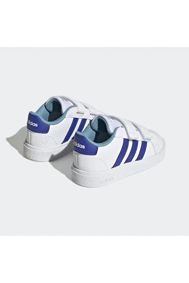 Детские кроссовки для девочек текстильные на шнуровке Grand Court Lifestyle Adidas, White — фото 4