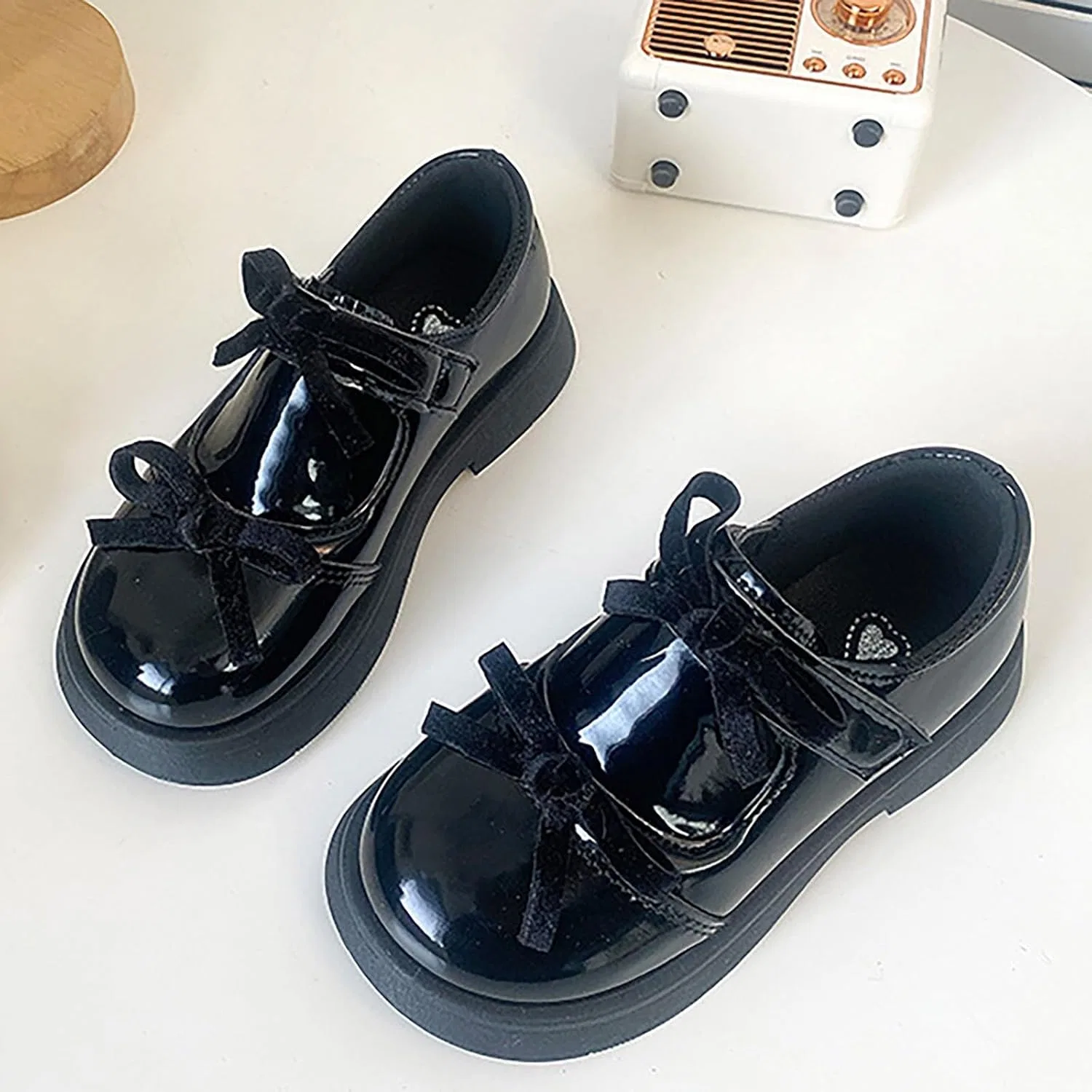 Детские туфли для девочек с бантом, модель Princess Mary Jane Ballerina Flats, Black — фото 3
