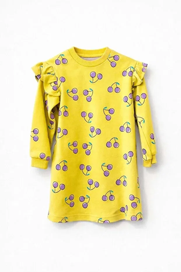 Детское платье для девочек с принтом cherry print Tuffy, Yellow