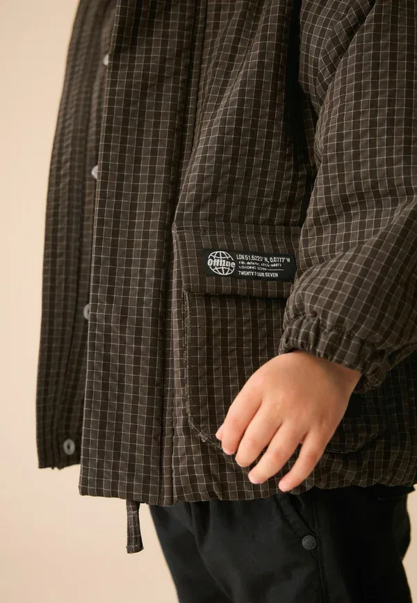 Куртка легкая, клетка, Utility Anorak Next, коричневая клетка — фото 4