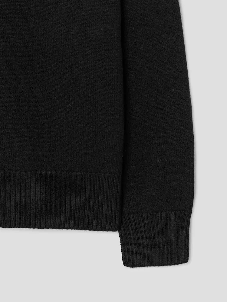 Свитер поло с интарсией, Adc Intarsia Felted Polo Sweater AMI PARIS, Black/Off-White — фото 4