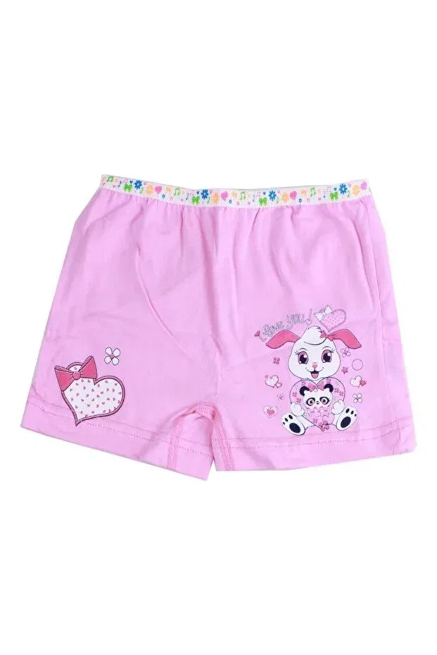 Детские трусы-боксеры для девочек с принтом Pack of 6 printed elastane girls' panties boxer shorts Tutku, Pink