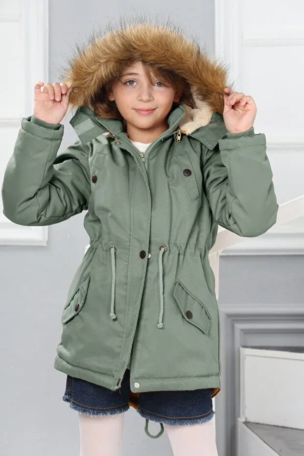 Детское пальто для девочек с капюшоном Asortik Kids, Mint — фото 3