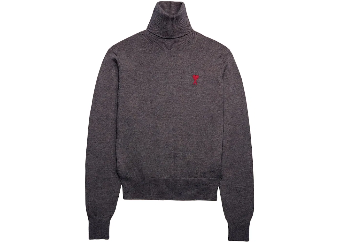 Мужской свитер с высоким воротником с вышивкой Ami De Coeur Ami Paris, Heather Grey