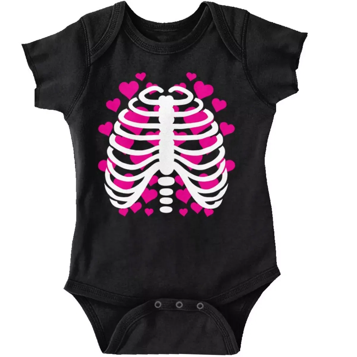 Детское боди с принтом Halloween Skeleton Rib Cage Hearts Brisco Brands, Black