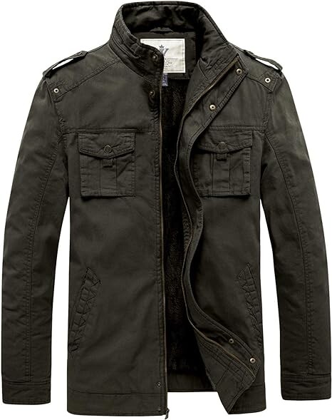 

Куртка WenVen Men's Winter Casual Cotton Thicken Fleece Lined Military, темно-зеленый