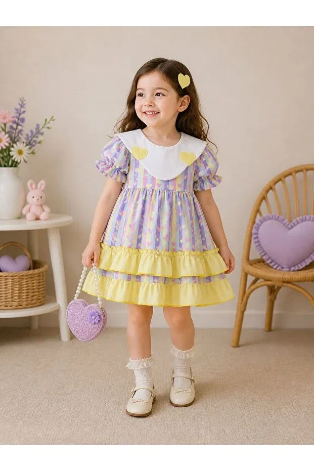 Детское платье для девочек с коротким рукавом Gül Baby, Yellow