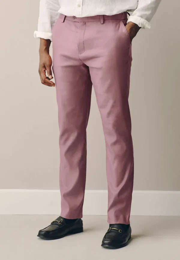 Брюки из льна и лиоцелла Suit trousers Next, pink, розовый — фото 4