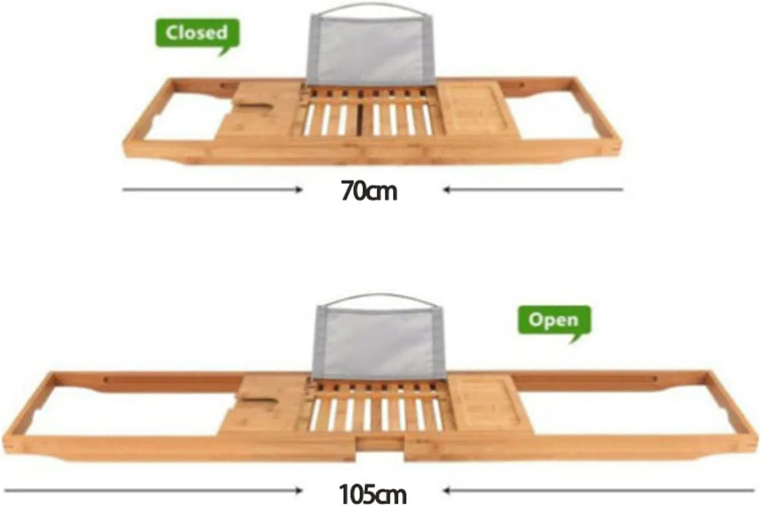 Bamboo Bathtub Caddy Tray, Samnuerly, Natural — фото 4