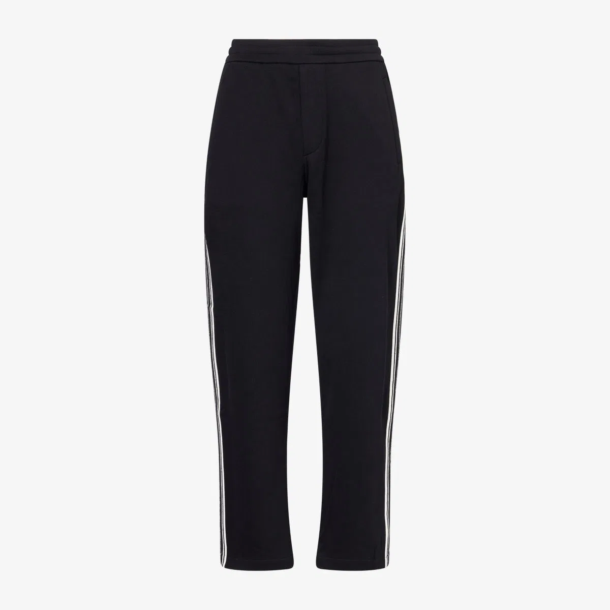 Хлопковые спортивные штаны с зауженными штанинами и тесьмой Emporio Armani, черный