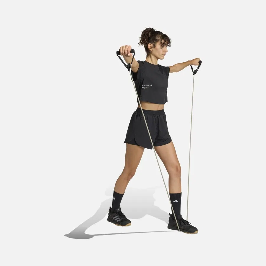 Женская спортивная футболка с принтом Climacool Primelift Graphic Crop, adidas, Черный — фото 3