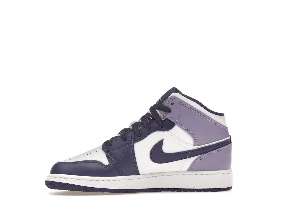 Детские кроссовки на шнуровке с принтом Jordan 1 Mid, Sky J Purple/White/Sky J Light Purple/Sky J Purple — фото 3