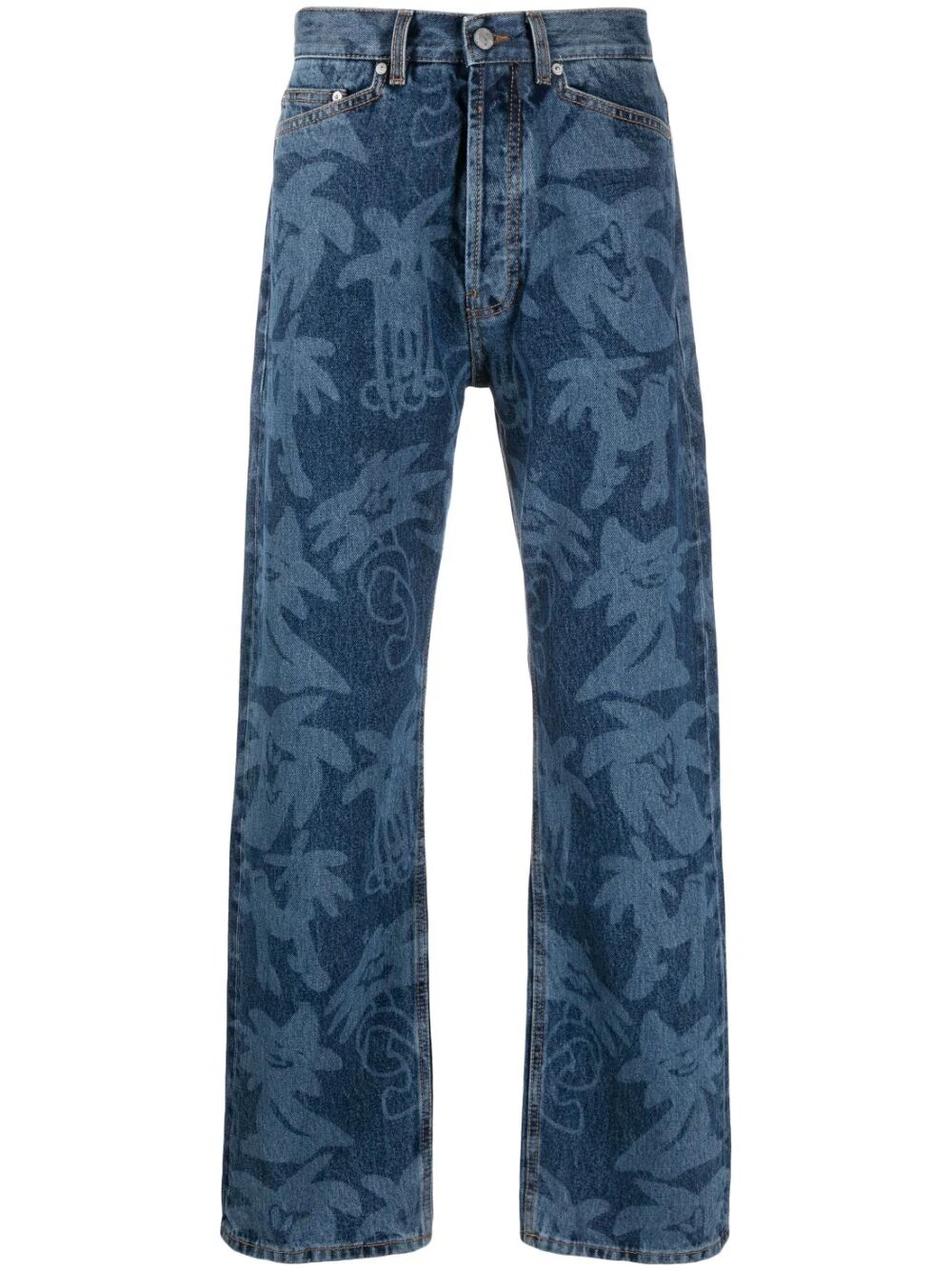 

Джинсы Palm Angels Palmity All Over Laser Denim, синий