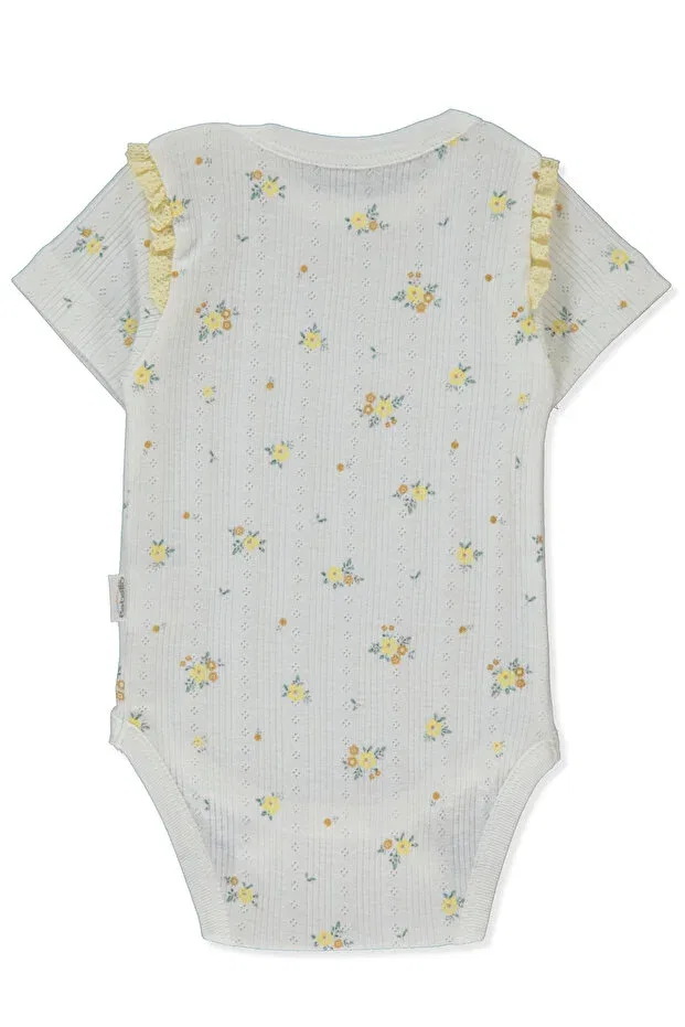 Детское боди с коротким рукавом с принтом ajurlu short sleeved bodysuit with moon print (bloom) Bebetto, Yellow — фото 2