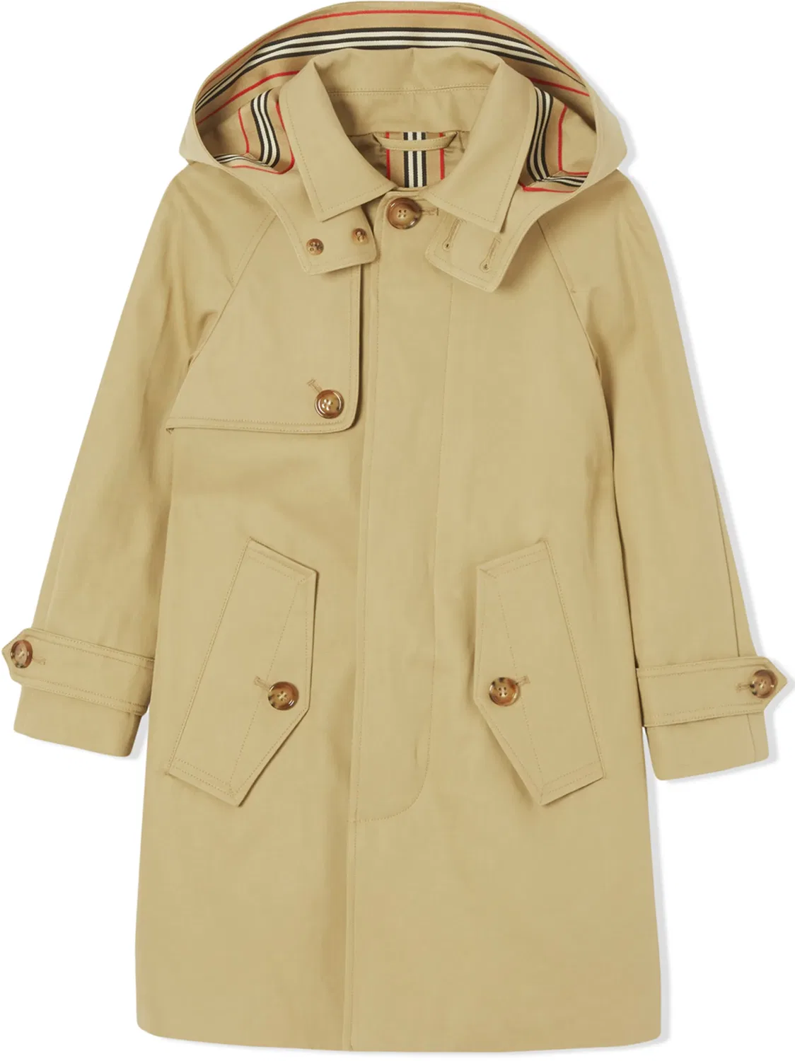 Пальто с капюшоном из хлопка Burberry, песочно-бежевый