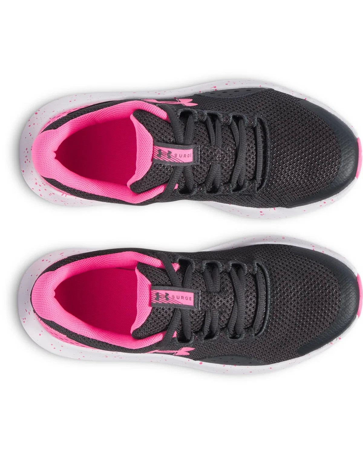 Детские кроссовки для бега с сетчатым верхом Under Armour UA GGS Surge 4, Черный/Пурпурный/Желтый — фото 2