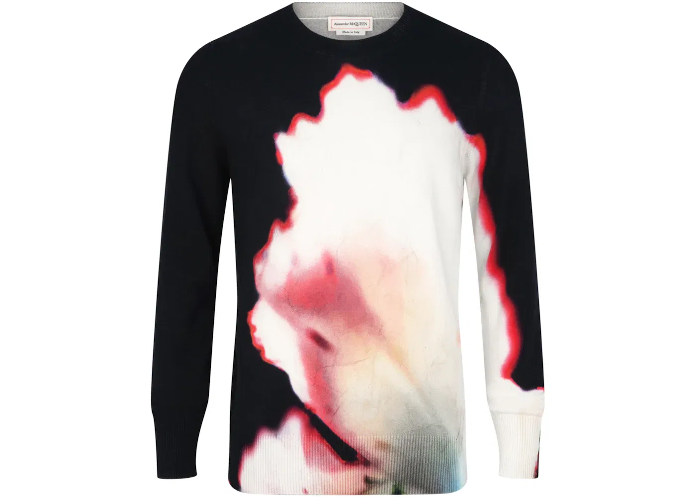 Мужской свитер с цветочным принтом Alexander McQueen, Black Red Ivory Blue