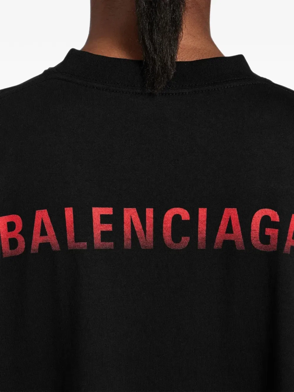 Футболка с логотипом и накидкой сзади BALENCIAGA, черный — фото 4