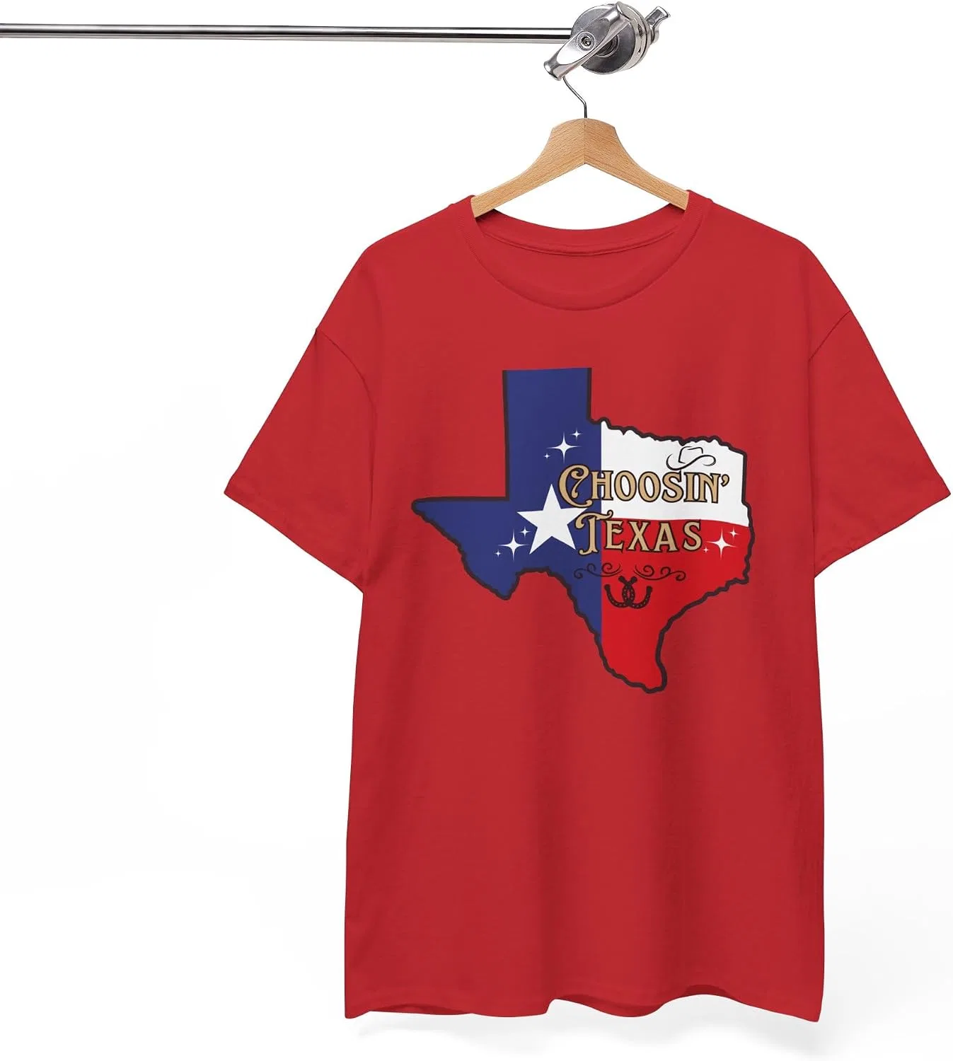 Женская футболка с принтом Choosin' Texas State Ella Cowgirl Rodeo Country Music, красный — фото 2