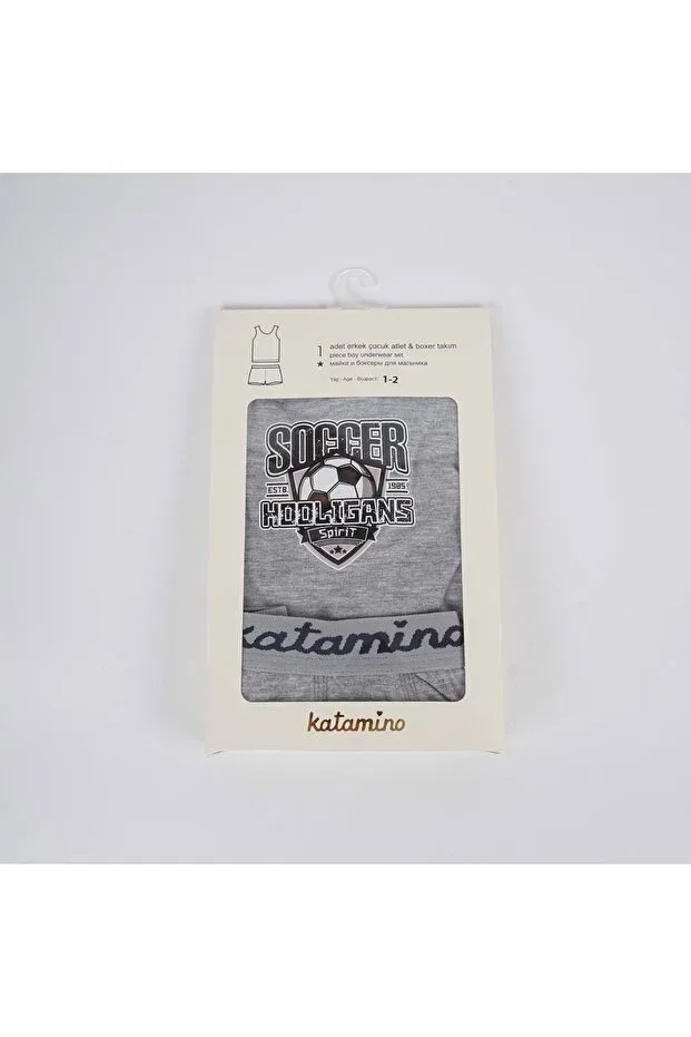 Детский комплект для мальчиков с длинным рукавом Boxer Shorts Katamino, Gri — фото 2
