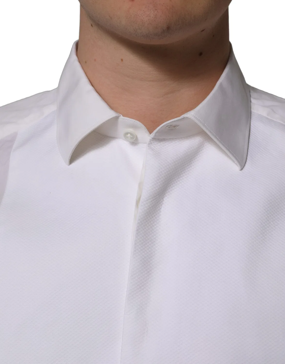 Мужская рубашка с длинным рукавом White Bib Cotton Poplin Dress Formal Shirt Dolce & Gabbana, White — фото 2