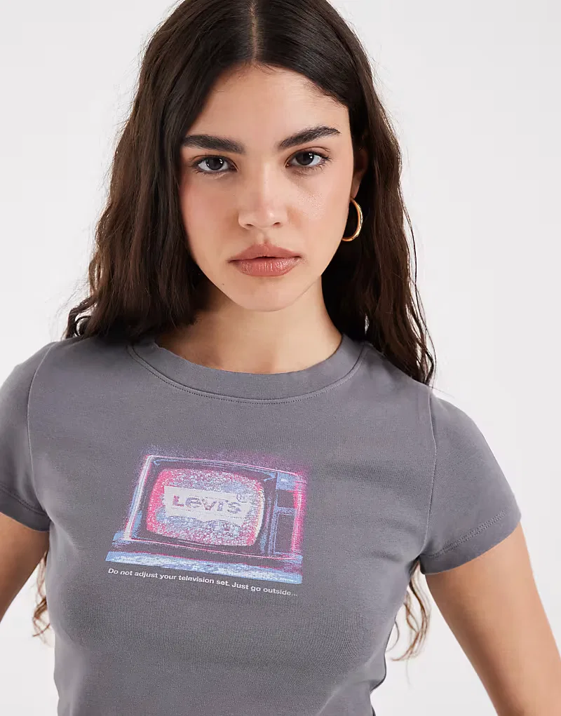 Футболка baby с графическим принтом Levi's, серый — фото 4