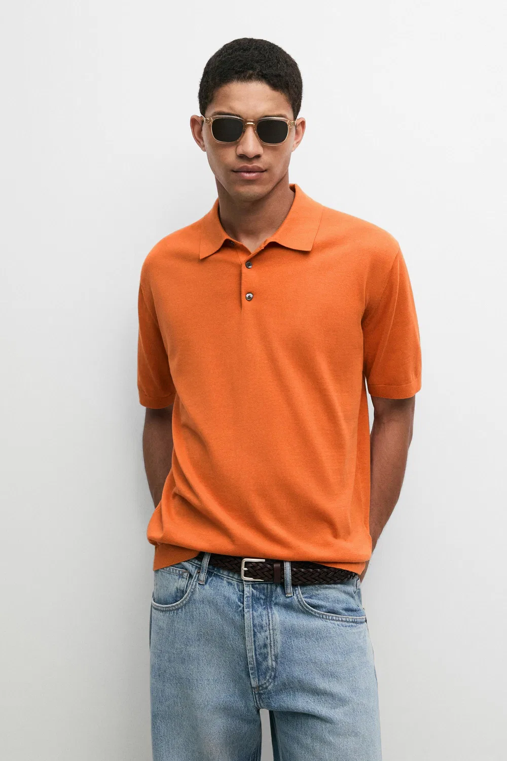 Поло Massimo Dutti 100% Cotton Knit, оранжевый