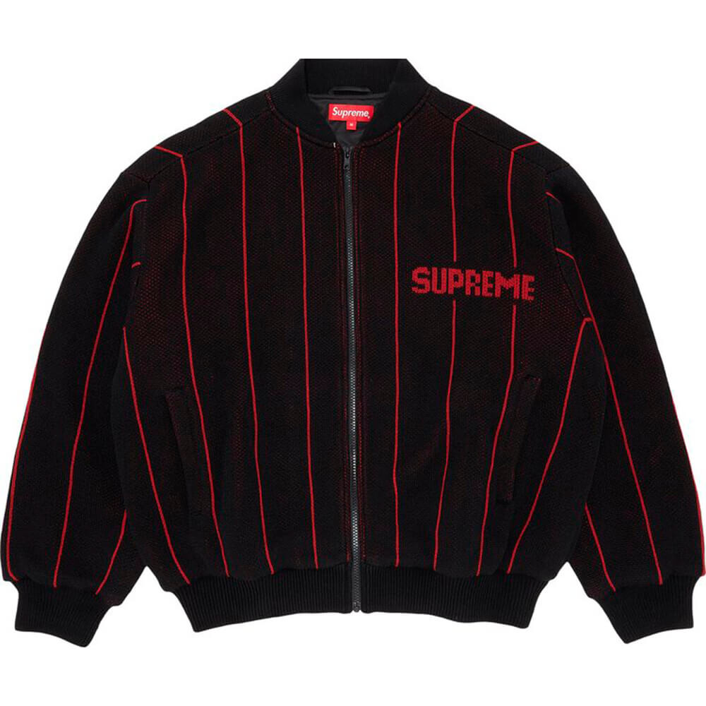 

Кофта Supreme Pinstripe Varsity Zip Up, черный