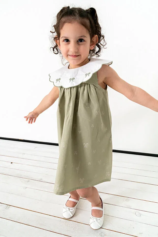 Детское платье для девочек с вышивкой Espadakids, Khaki — фото 2